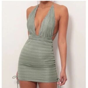 Lucy In The Sky Tamara Plunge Dress Emerald XS